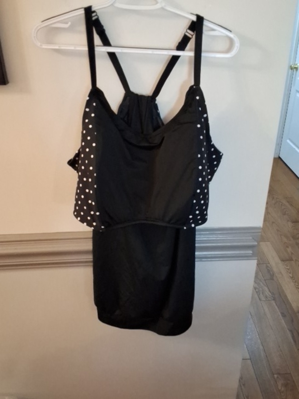Cacique Black Polka Dot Accent Tankini